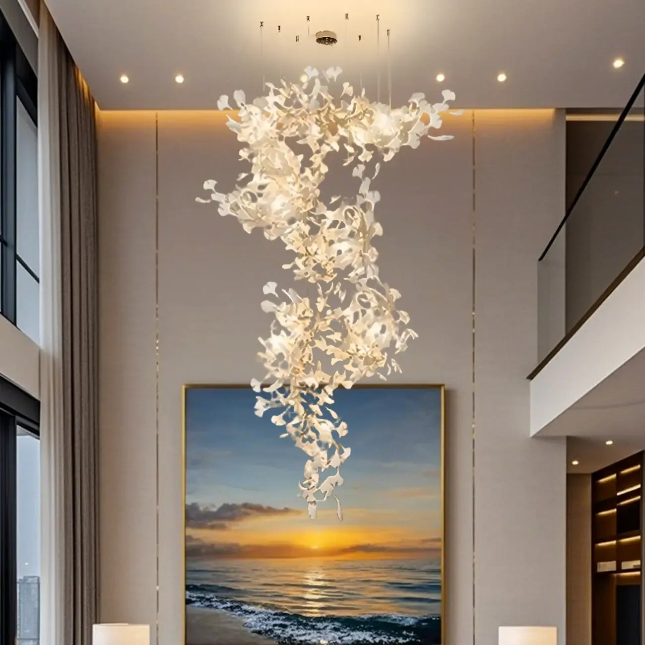 Luxury Adjustable Leaf  Chandelier for Open Spaces