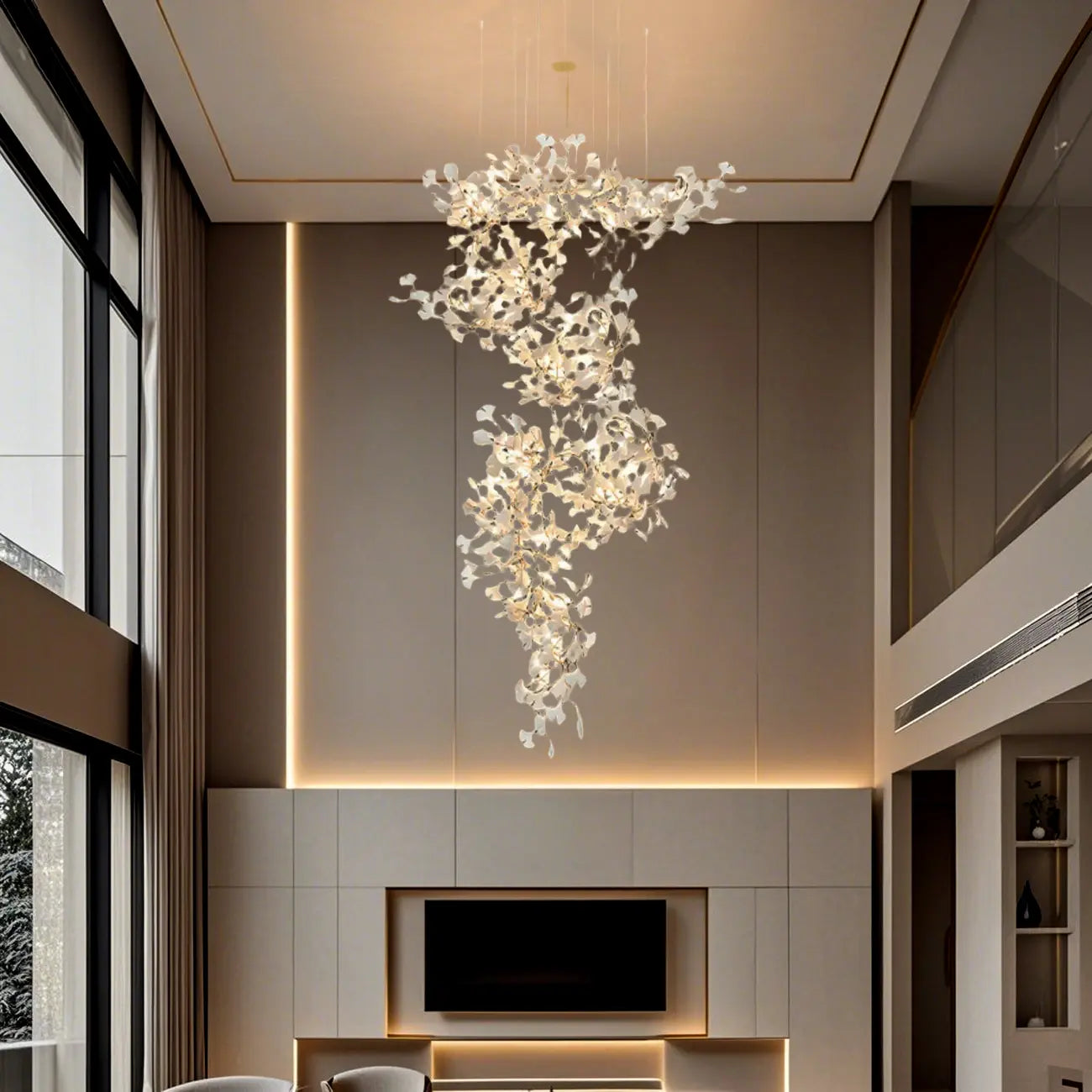 Luxury Adjustable Leaf  Chandelier for Open Spaces