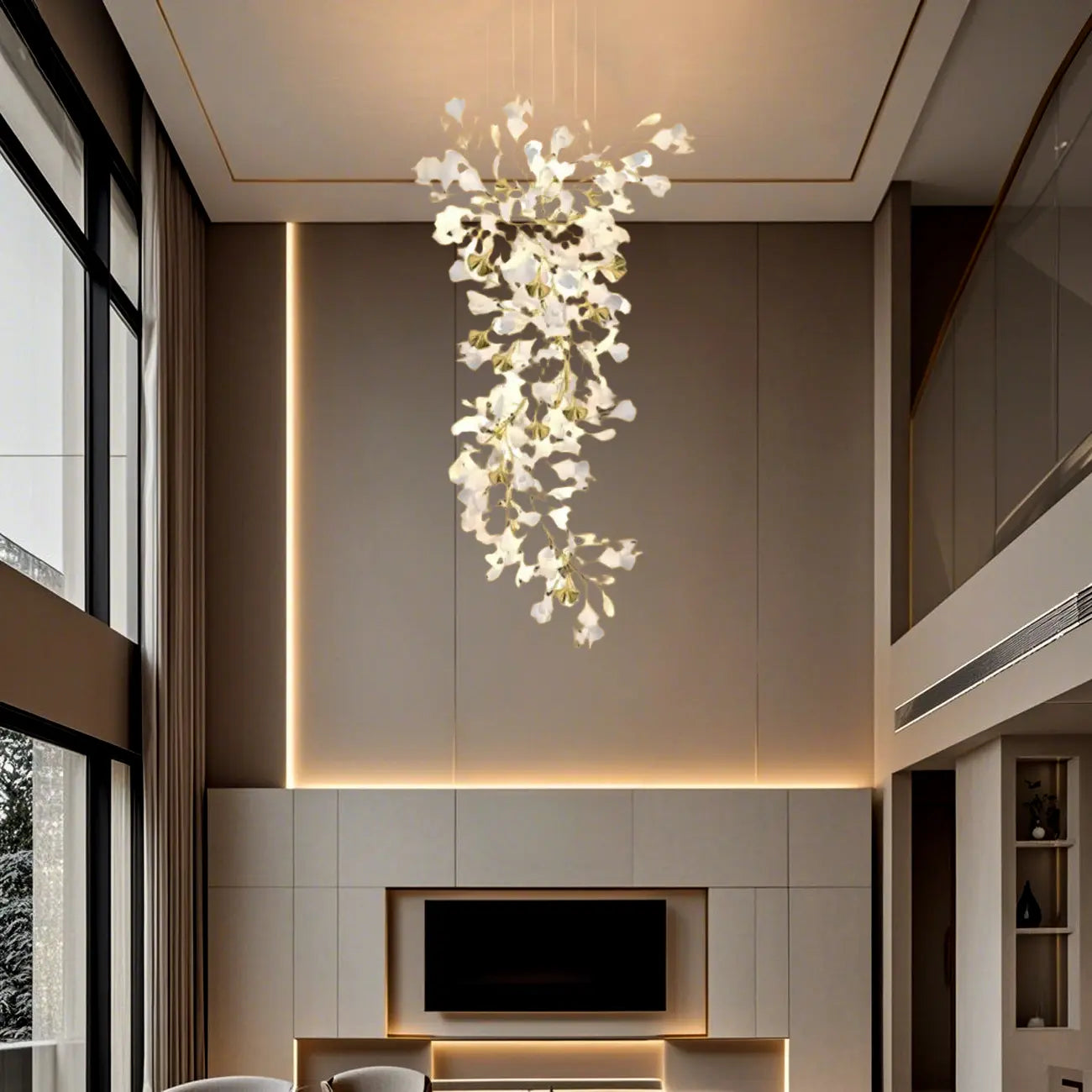 Luxury Adjustable Leaf  Chandelier for Open Spaces