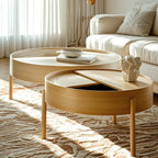 Scandinavian Indoor Round Coffee Table with Tray Top