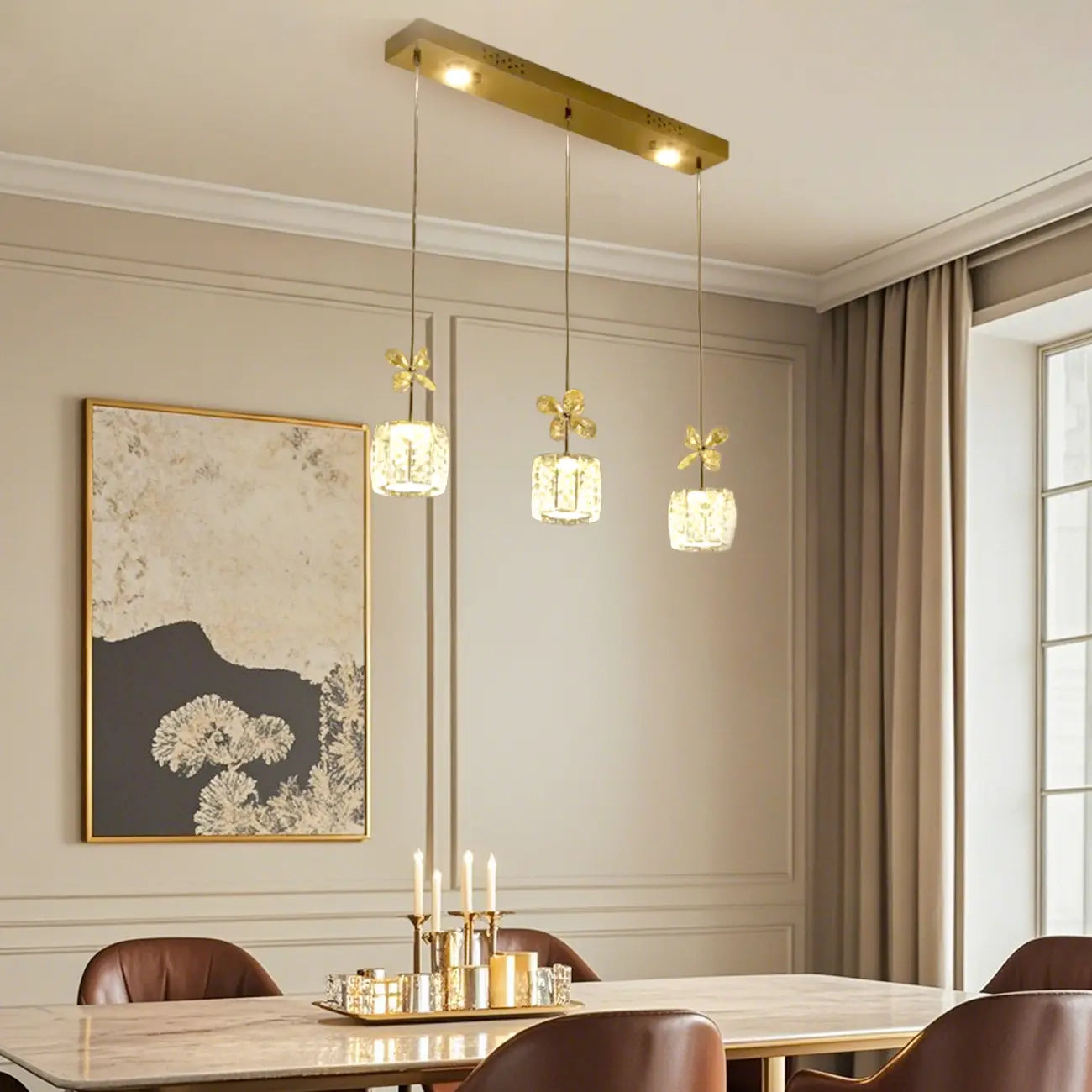Elegant Modern Crystal Island Pendant Light for Kitchen