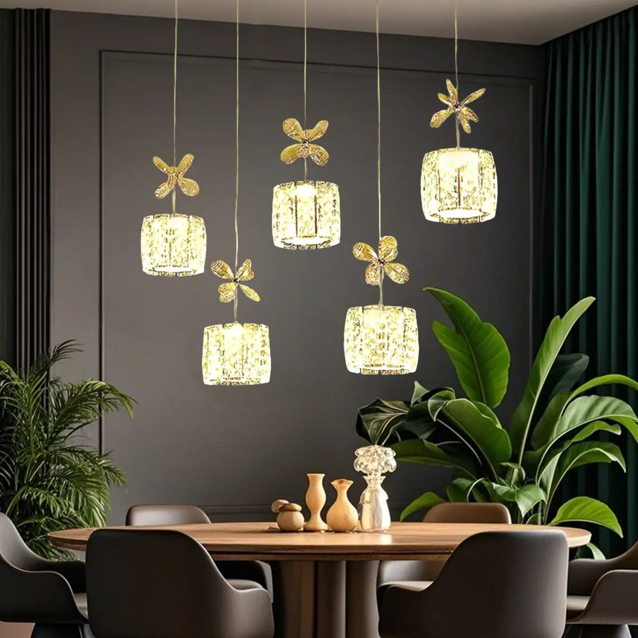 Elegant Modern Crystal Island Pendant Light for Kitchen
