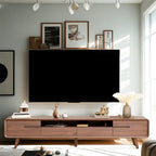 55 Brown Wood Adjustable Shelf TV Stand with Open Storage