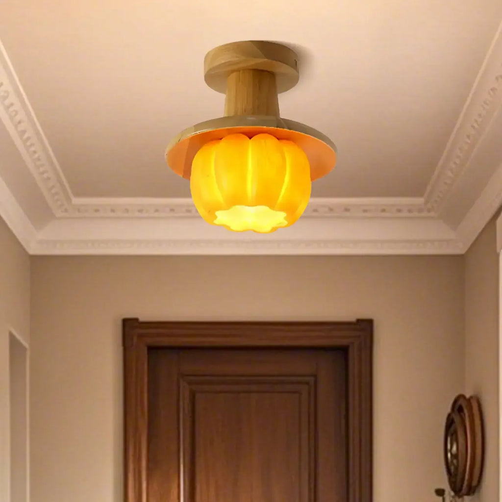 Contemporary Pumpkin Semi Flush Ceiling Light for Home Spaces