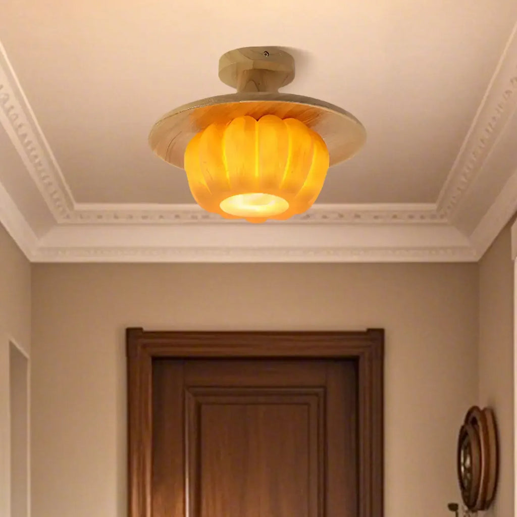 Contemporary Pumpkin Semi Flush Ceiling Light for Home Spaces