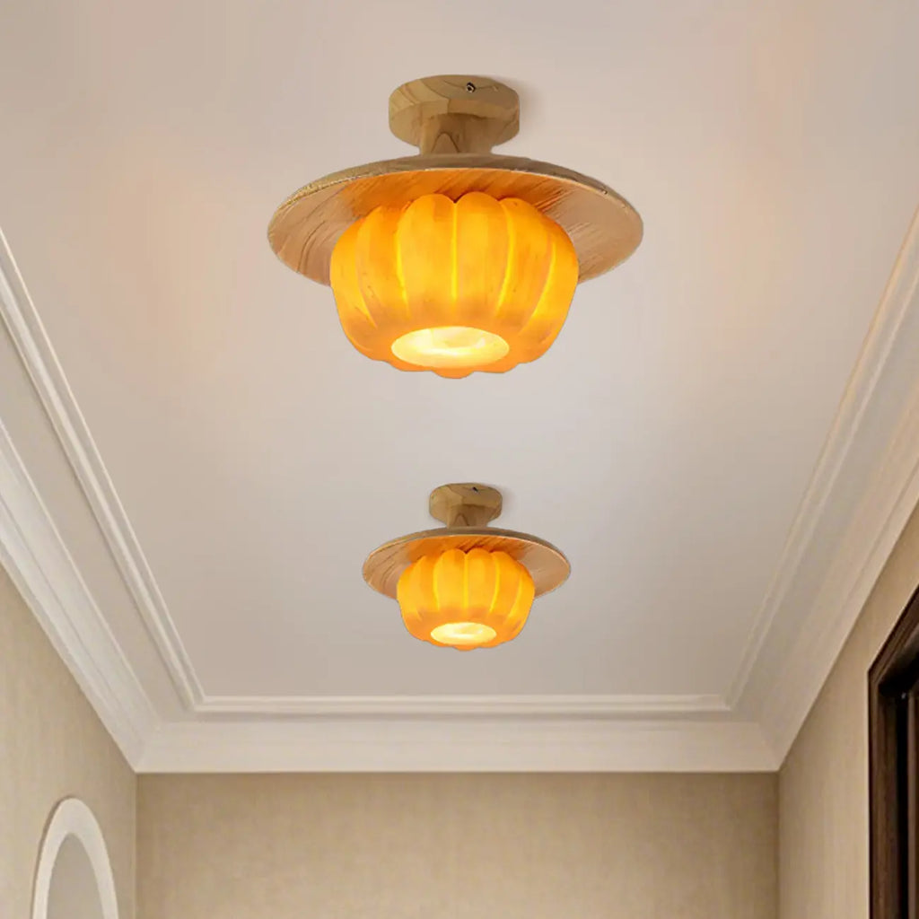 Contemporary Pumpkin Semi Flush Ceiling Light for Home Spaces