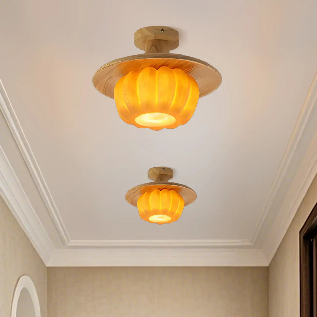 Contemporary Pumpkin Semi Flush Ceiling Light for Home Spaces