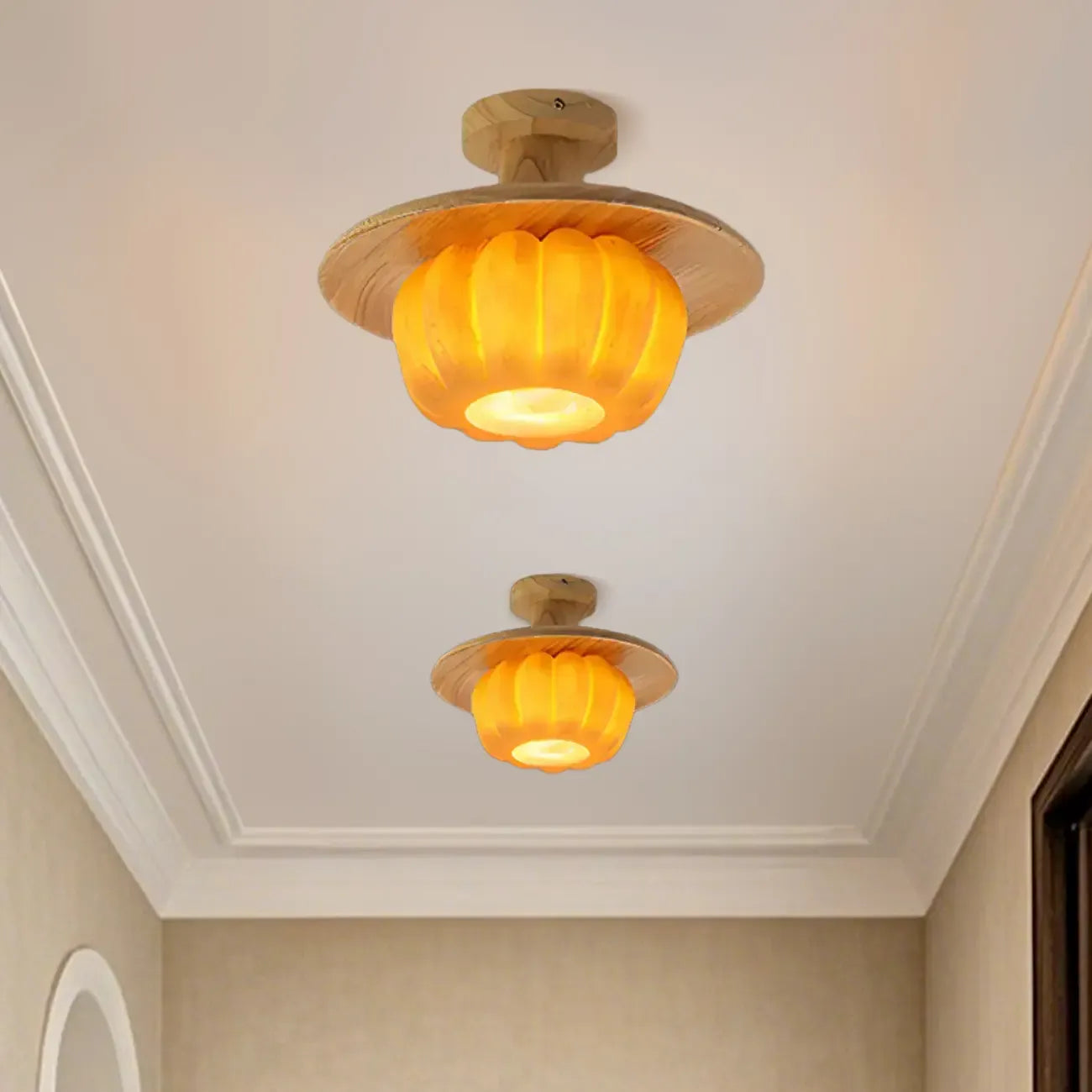Contemporary Pumpkin Semi Flush Ceiling Light for Home Spaces
