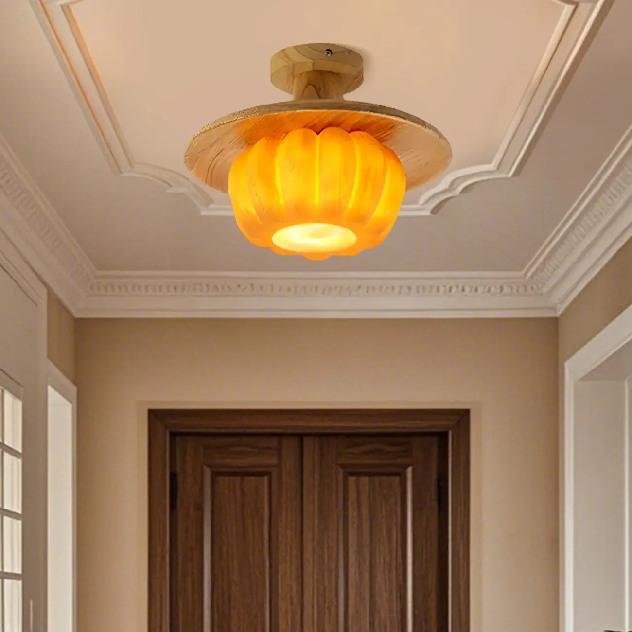 Contemporary Pumpkin Semi Flush Ceiling Light for Home Spaces
