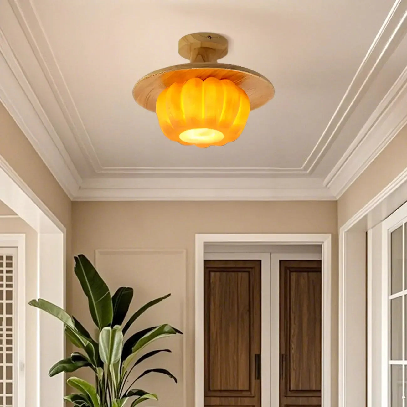 Contemporary Pumpkin Semi Flush Ceiling Light for Home Spaces