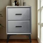 Modern White Metal Bedside Table with 2 Drawers