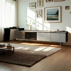 71 Black Stone Side Extension Storage TV Stand with Drawers
