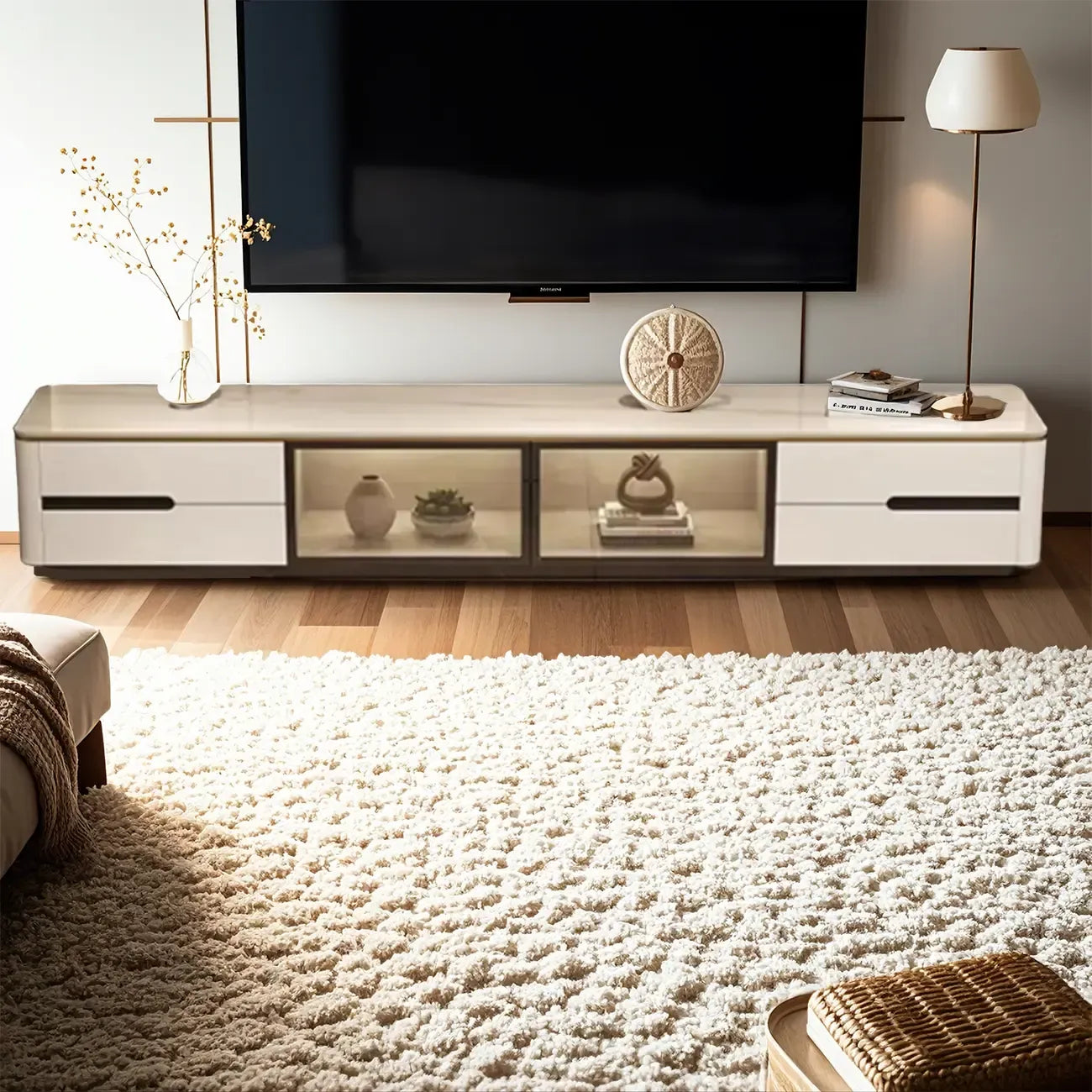 70.9 Grey Stone Multi Drawer TV Stand with Cable Management