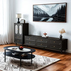 Elegant Black Wooden Accent Cabinet with Drawers & Doors