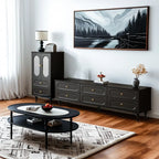 Elegant Black Wooden Accent Cabinet with Drawers & Doors
