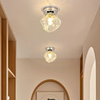 Clear Glass Rock Design Hallway Chrome Semi Flush Ceiling Light