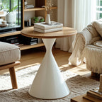 Modern Minimalist  Round Coffee Table Set with Wooden Top