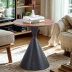 Modern Minimalist  Round Coffee Table Set with Wooden Top