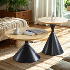 Modern Minimalist  Round Coffee Table Set with Wooden Top