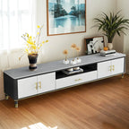 63 Contemporary Grey Stone Cabinet TV Stand with Open Shelf