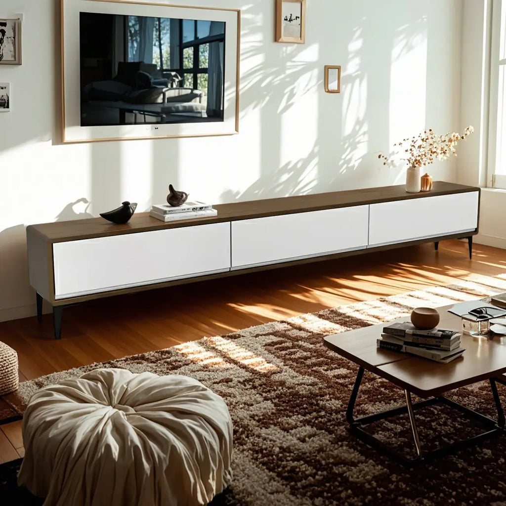 63 Modern Brown Rectangle 3-Drawer Pine Wood TV Stand
