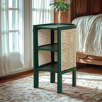 Rustic Natural Wooden Bedside Table with Open Storage Shelves