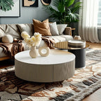 Modern Elegant Glass Round Nesting Coffee Table with 5 Sizes