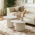 Modern White Nesting Coffee Table Set in Round Design
