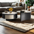 Elegant Indoor Round Nesting Coffee Table with 2 Drawers