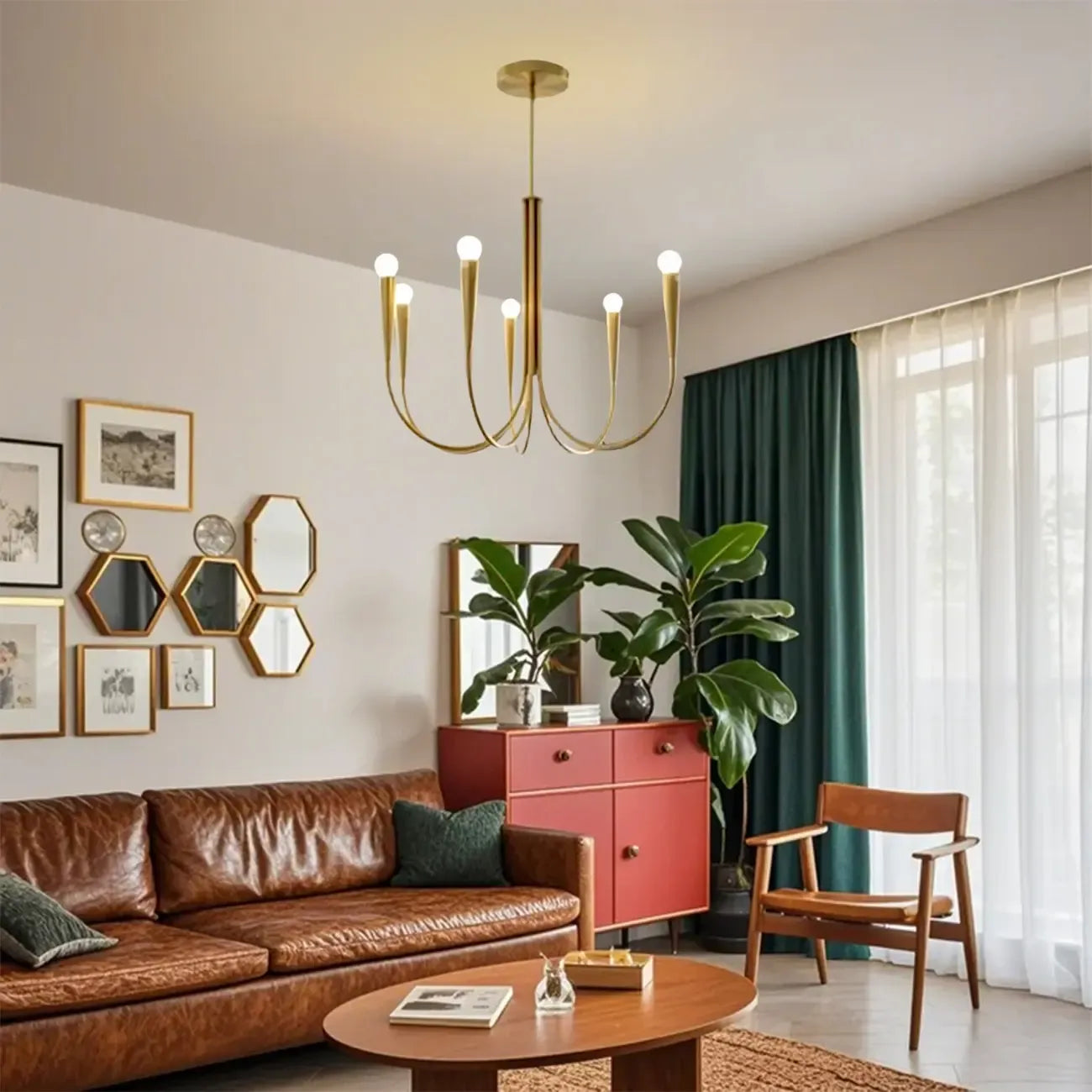 Mid-Century Branch Ceiling Chandelier with Adjustable Height
