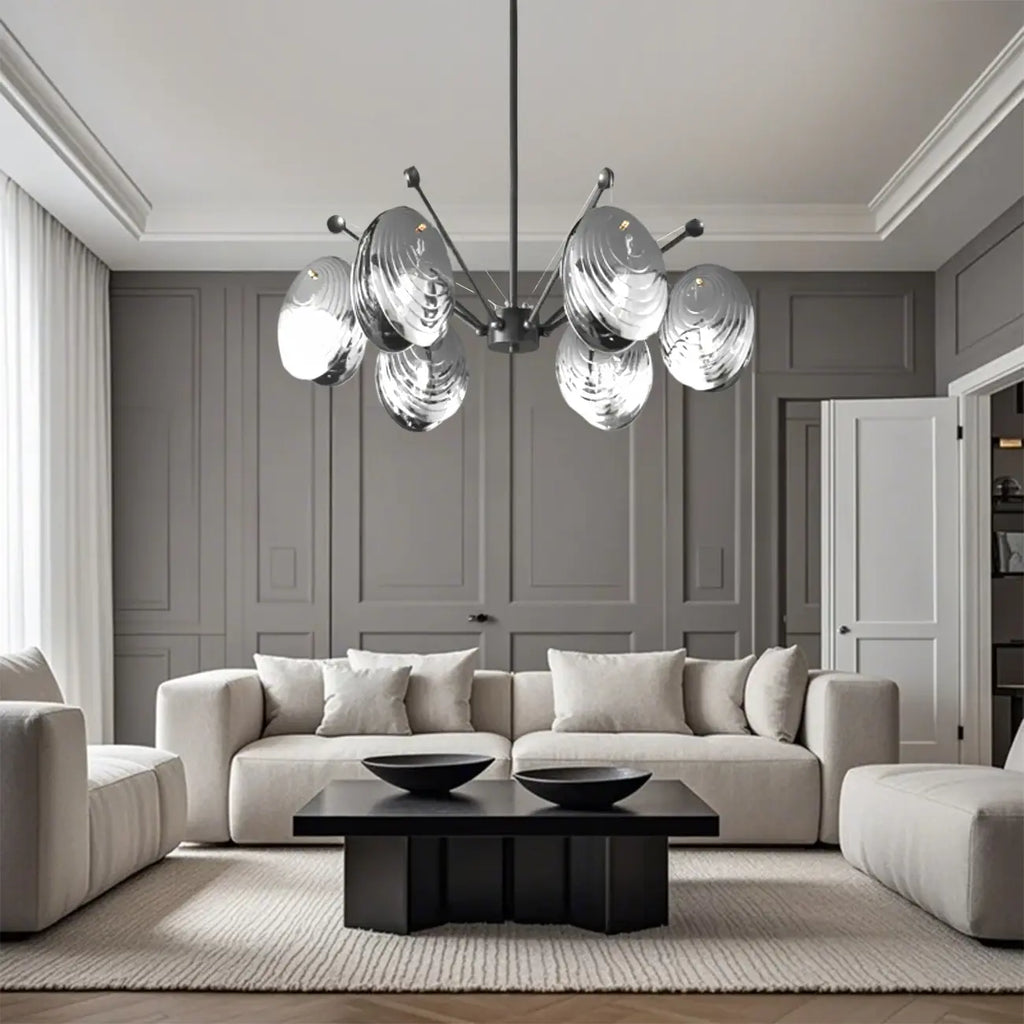 Modern Gray Metal Silver Shell Adjustable Chandeliers