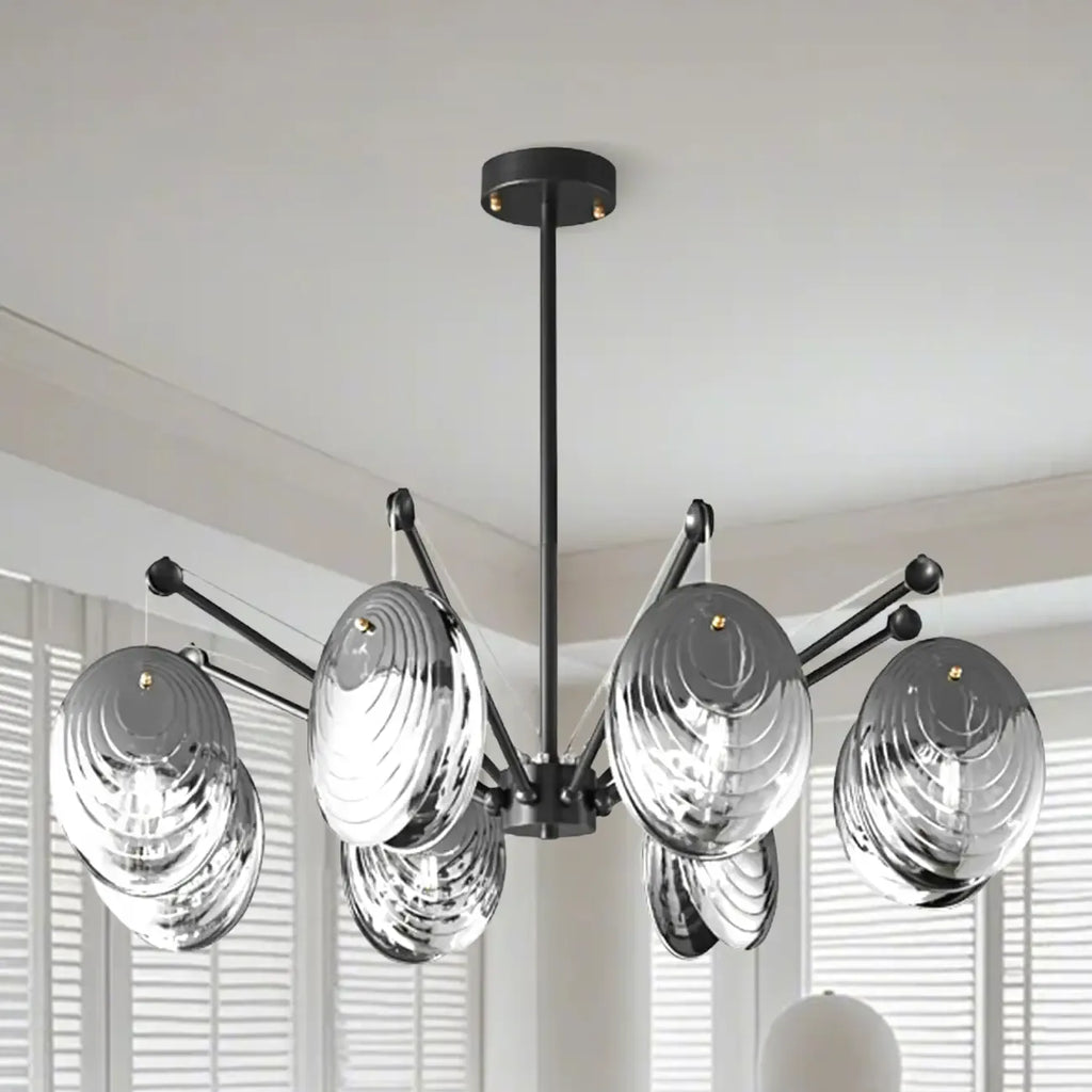 Modern Gray Metal Silver Shell Adjustable Chandeliers