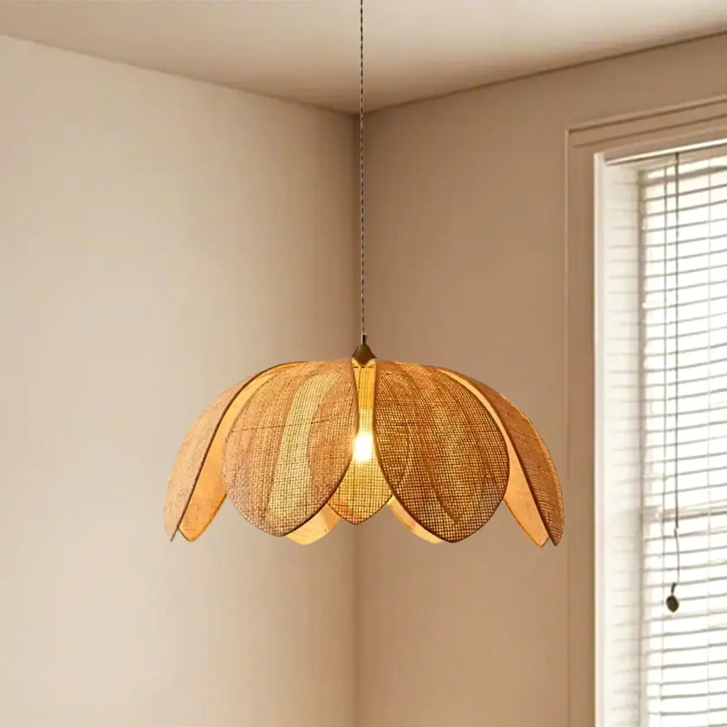 Designer Handmade Floral Led Pendant Lamp with Rattan Petals