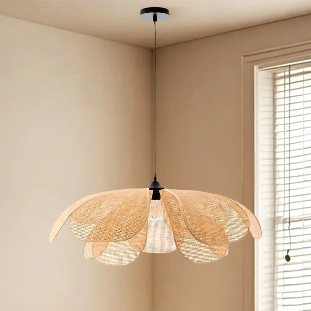 Designer Handmade Floral Led Pendant Lamp with Rattan Petals