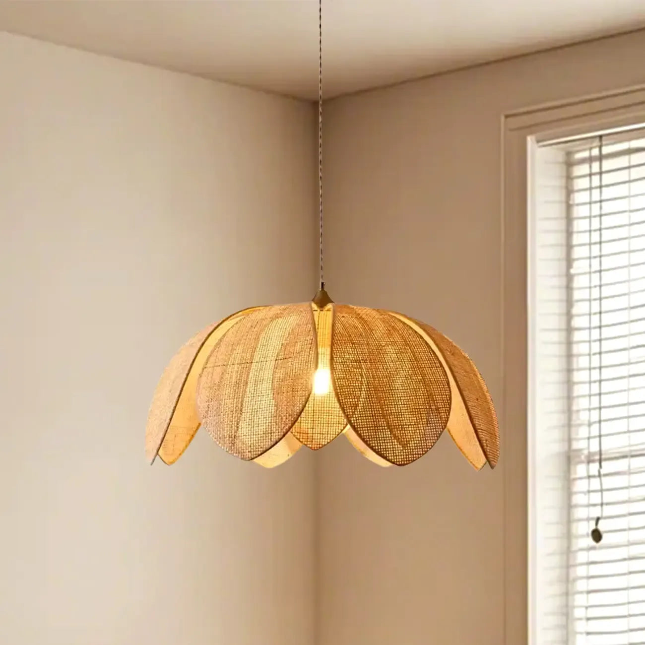 Designer Handmade Floral Led Pendant Lamp with Rattan Petals