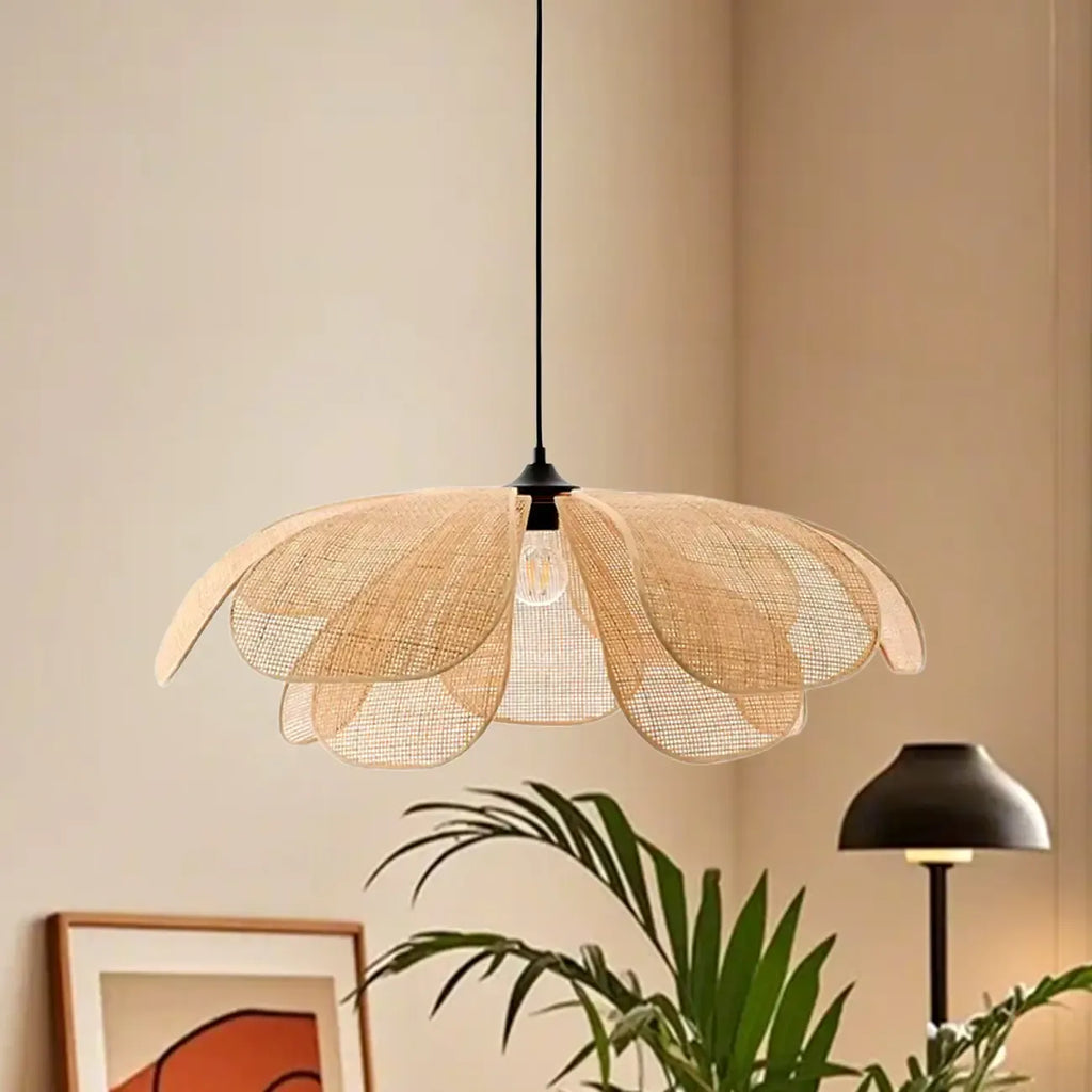 Designer Handmade Floral Led Pendant Lamp with Rattan Petals