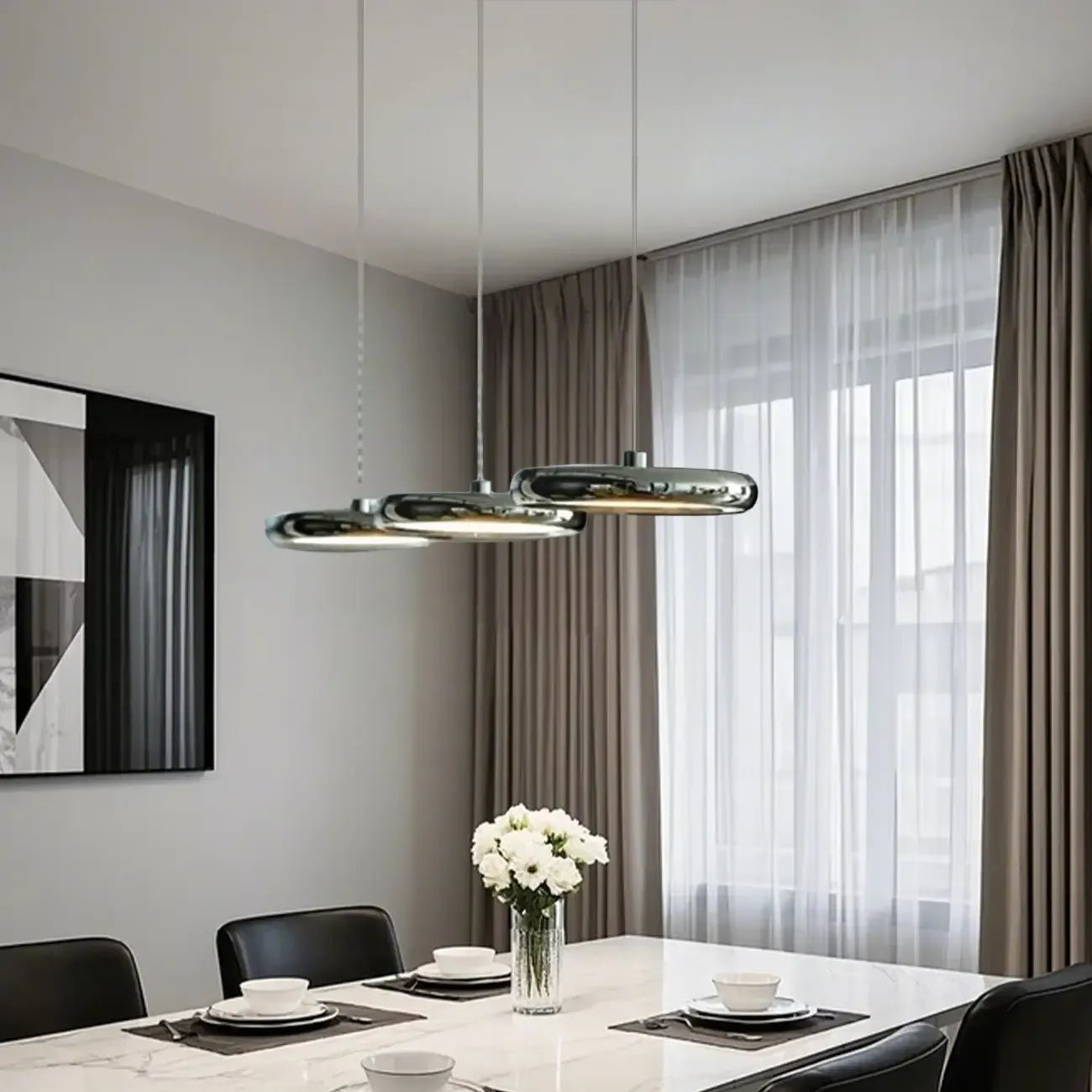 3 Light Metal Round Shape Modern Island Pendant Light