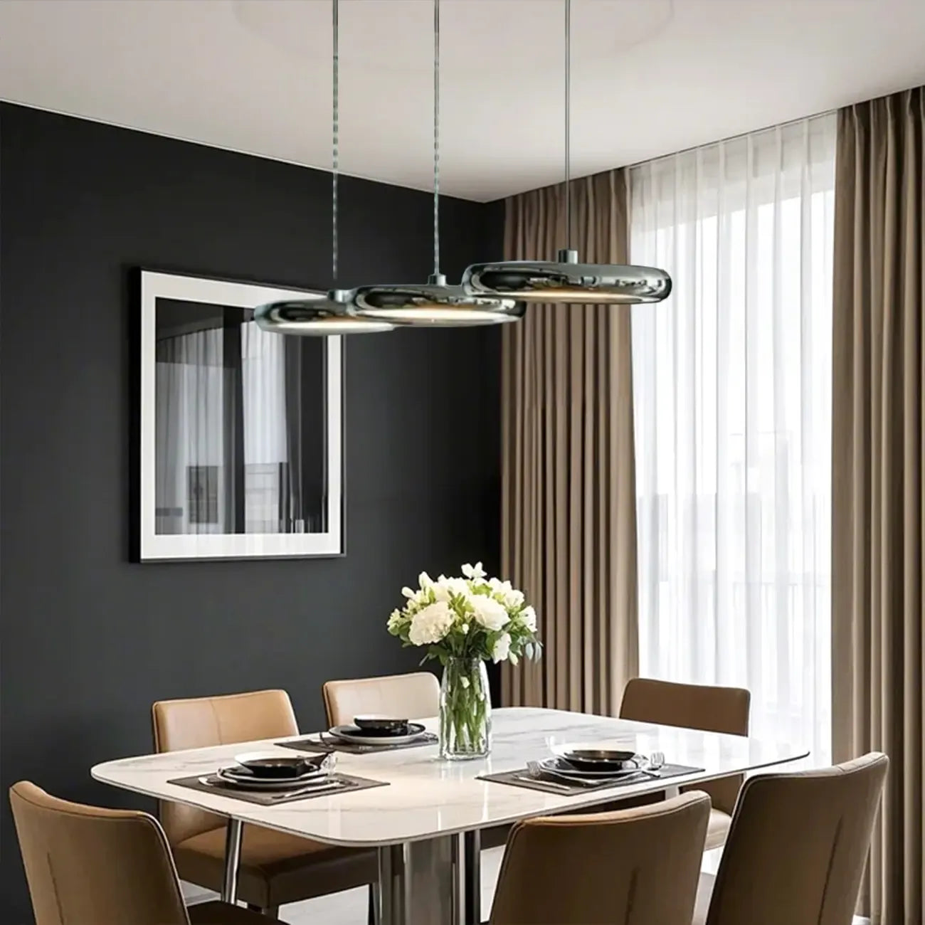 3 Light Metal Round Shape Modern Island Pendant Light