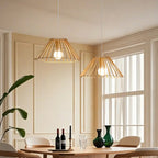 2 Light Natural Wood Polygonal Pendant Light for Kitchen
