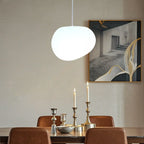 Designer Cream Resin Pebble Pendant Lamp for Dining Room