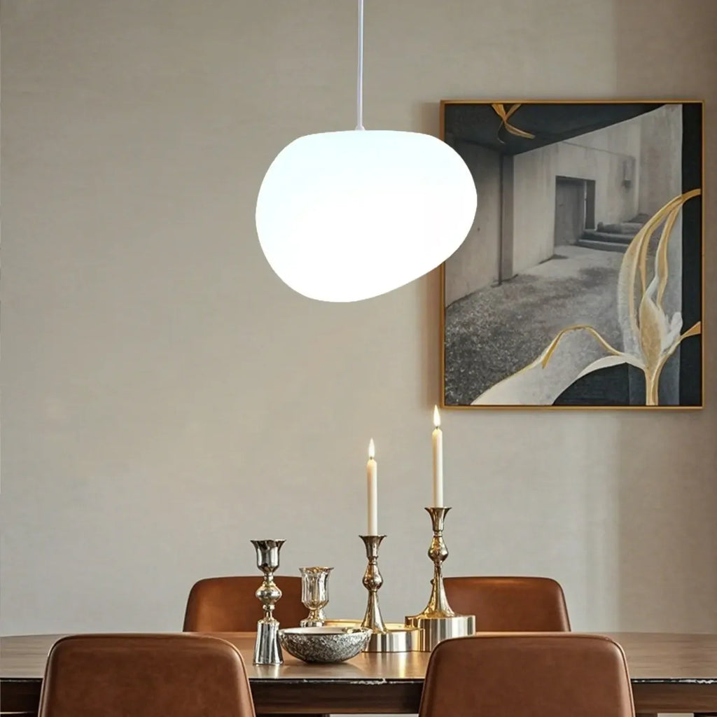 Designer Cream Resin Pebble Pendant Lamp for Dining Room