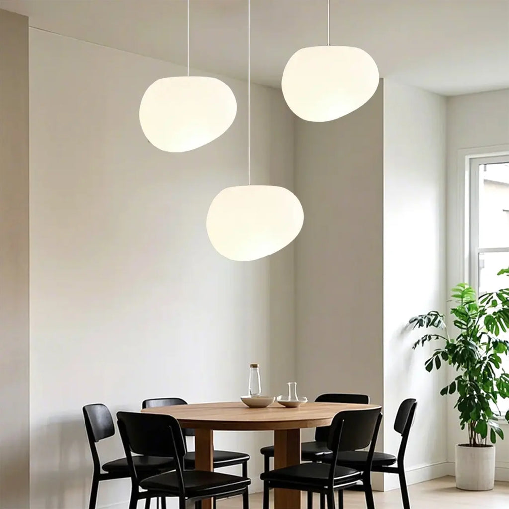 Designer Cream Resin Pebble Pendant Lamp for Dining Room