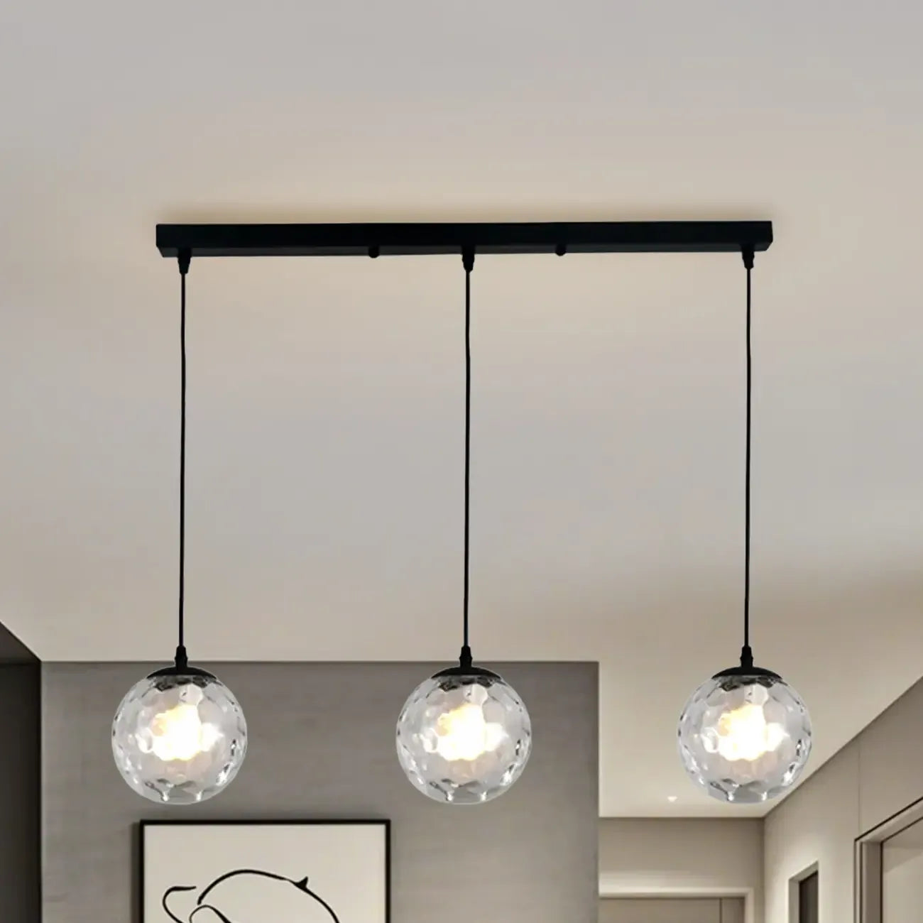 3 Lights Modern Glass Globe Island Pendant Light