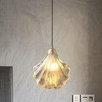 Artistic Ginkgo Clear Glass LED Pendant Light for Living Room