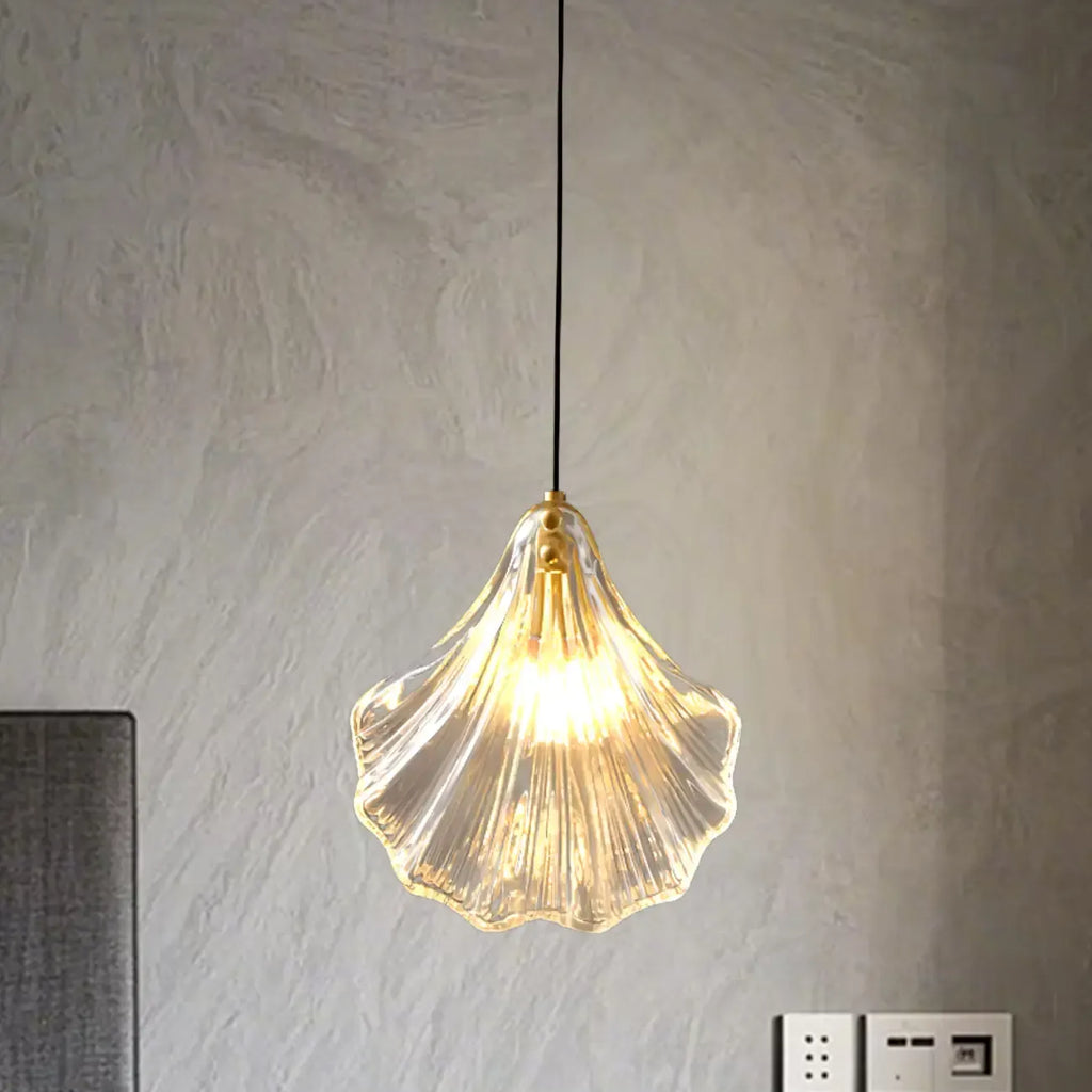 Artistic Ginkgo Clear Glass LED Pendant Light for Living Room