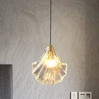 Artistic Ginkgo Clear Glass LED Pendant Light for Living Room