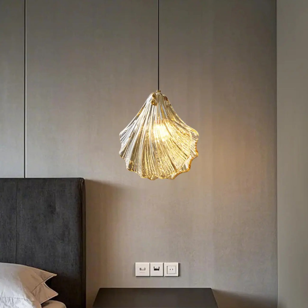 Artistic Ginkgo Clear Glass LED Pendant Light for Living Room