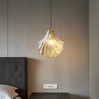 Artistic Ginkgo Clear Glass LED Pendant Light for Living Room