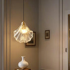 Artistic Ginkgo Clear Glass LED Pendant Light for Living Room