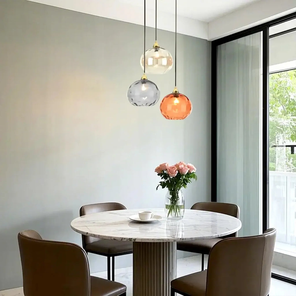 Artistic Stained Glass Globe Pendant Light for Dining Room